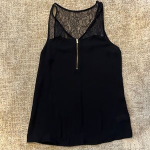 Express Black Silk Lace Tank with gold zipper size small